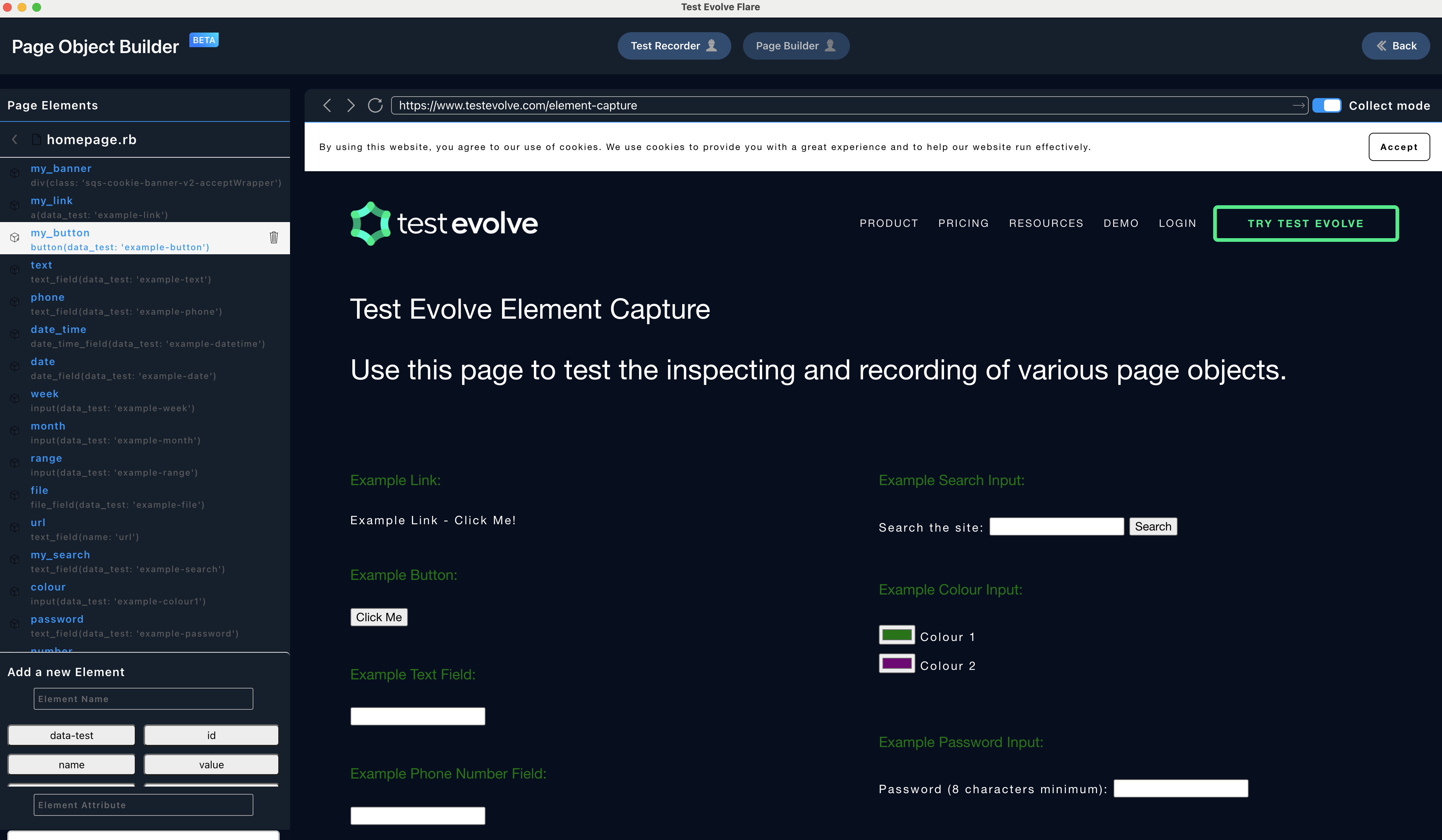 The Flare Page Object Builder