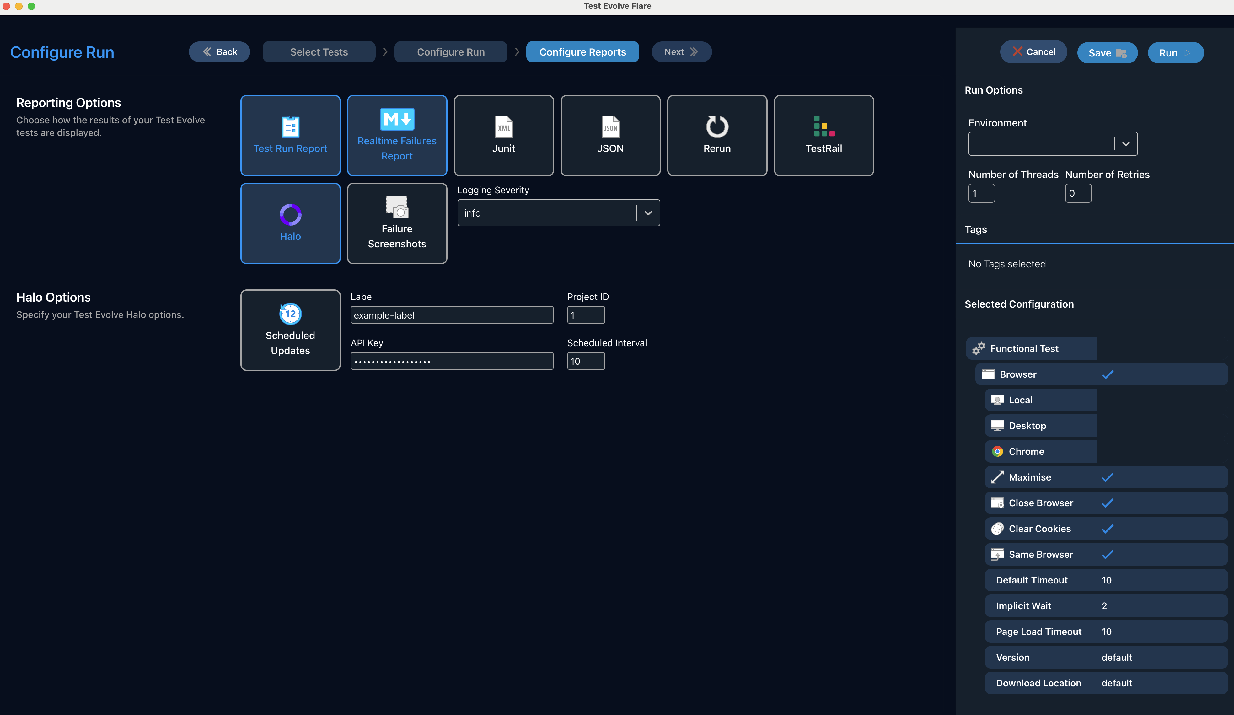 Choosing your test reporting in Halo