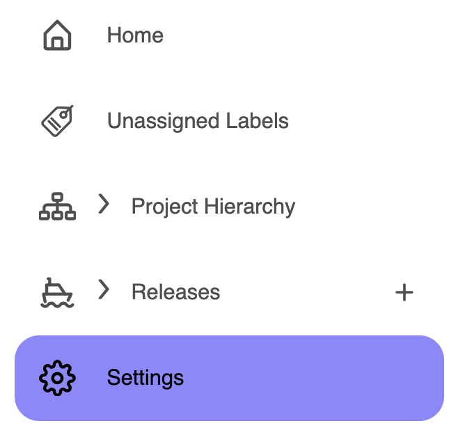 Project settings from project main menu