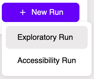 Accessibility Test Run creation button