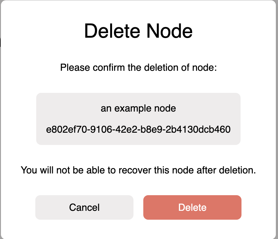 Delete a Node Confirmation