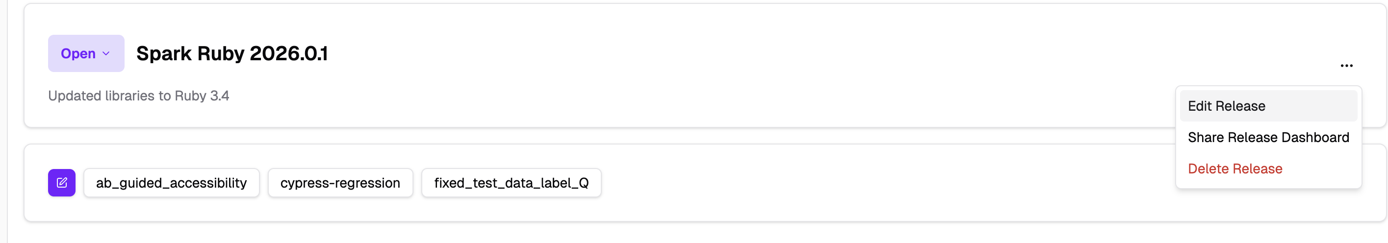 Editing, closing or deleting releases