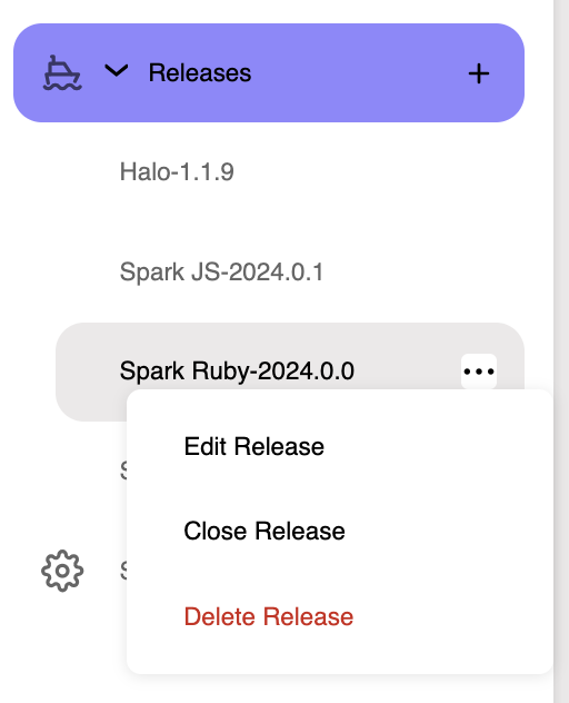 Editing, closing or deleting releases